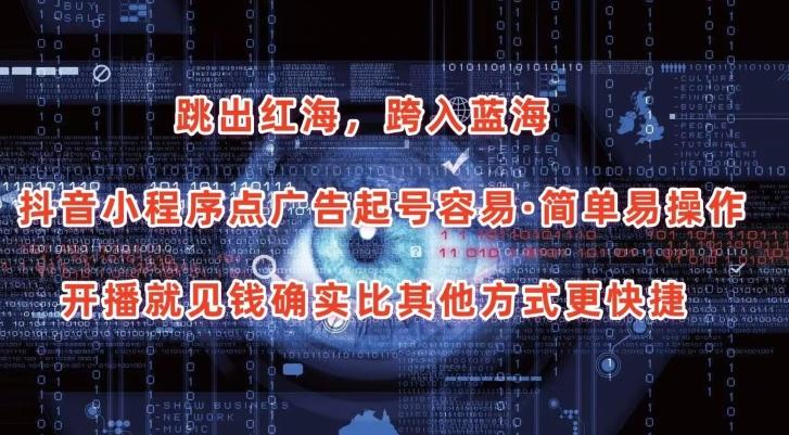 抖音小程序点广告项目，起号容易，简单易操作，开播就见有收益【揭秘】-云网创