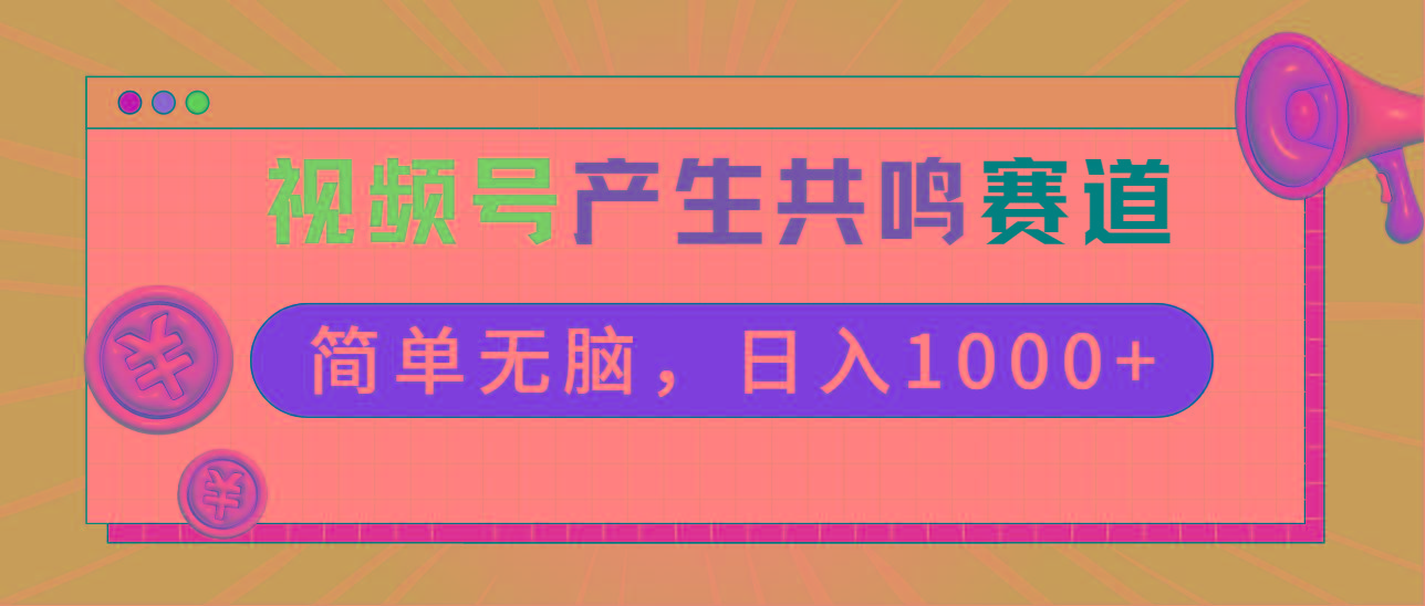 2024年视频号，产生共鸣赛道，简单无脑，一分钟一条视频，日入1000+-云网创