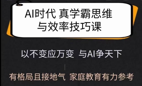 Ai时代真学霸思维与学习方法课，有格局且接地气，家庭教育有力参考-云网创