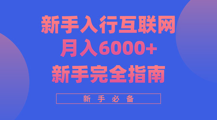 (10058期)互联网新手月入6000+完全指南 十年创业老兵用心之作，帮助小白快速入门-云网创