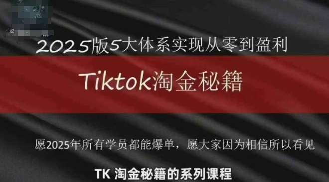TikTok跨境2025淘金秘籍，​2025TikTok从0到盈利变现-云网创
