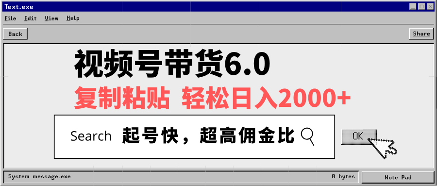 视频号带货6.0，轻松日入2000+，起号快，复制粘贴即可，超高佣金比-云网创
