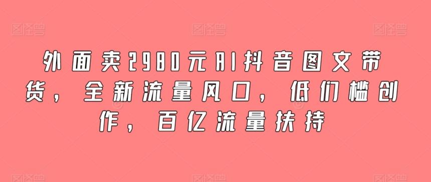 外面卖2980元AI抖音图文带货，全新流量风口，低们槛创作，百亿流量扶持-云网创