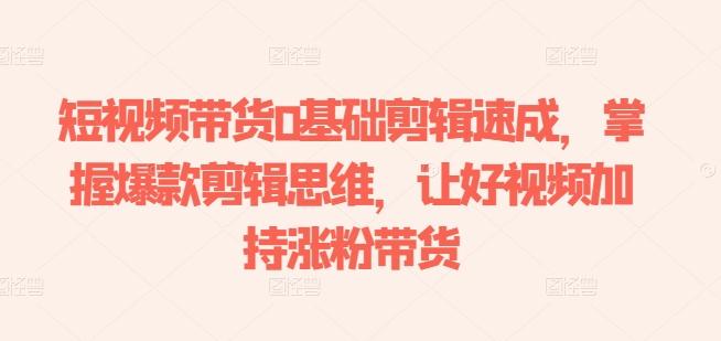 短视频带货0基础剪辑速成，掌握爆款剪辑思维，让好视频加持涨粉带货-云网创