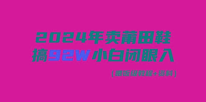 (9329期)2024年卖莆田鞋,搞了92W,小白闭眼操作!-云网创