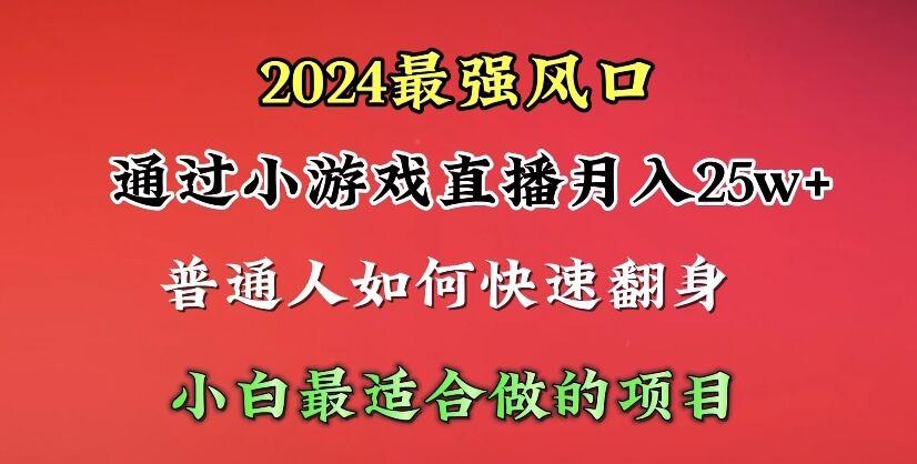 (10020期)2024年最强风口，通过小游戏直播月入25w+单日收益5000+小白最适合做的项目-云网创