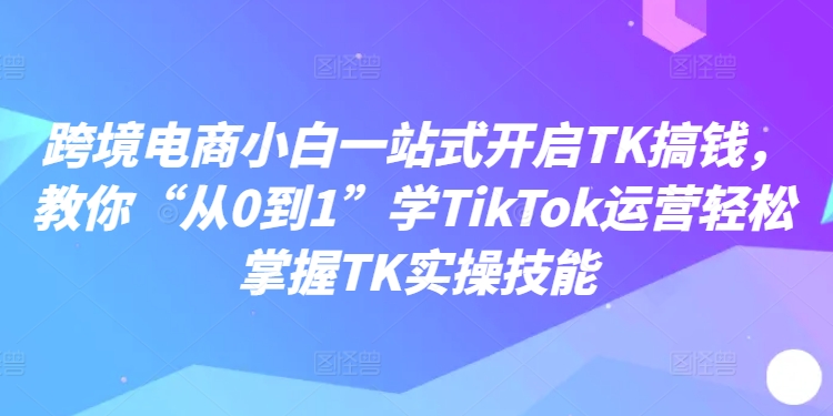 跨境电商小白一站式开启TK搞钱，教你“从0到1”学TikTok运营轻松掌握TK实操技能-云网创