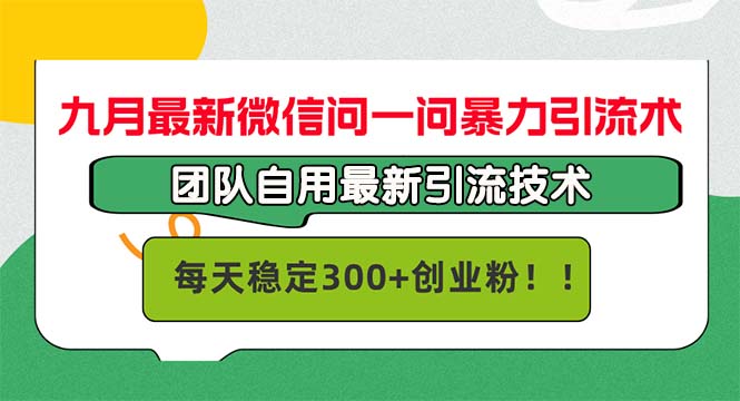 九月最新微信问一问暴力引流术，团队自用引流术，每天稳定300+创...-云网创