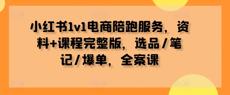 小红书1v1电商陪跑服务，资料+课程完整版，选品/笔记/爆单，全案课-云网创