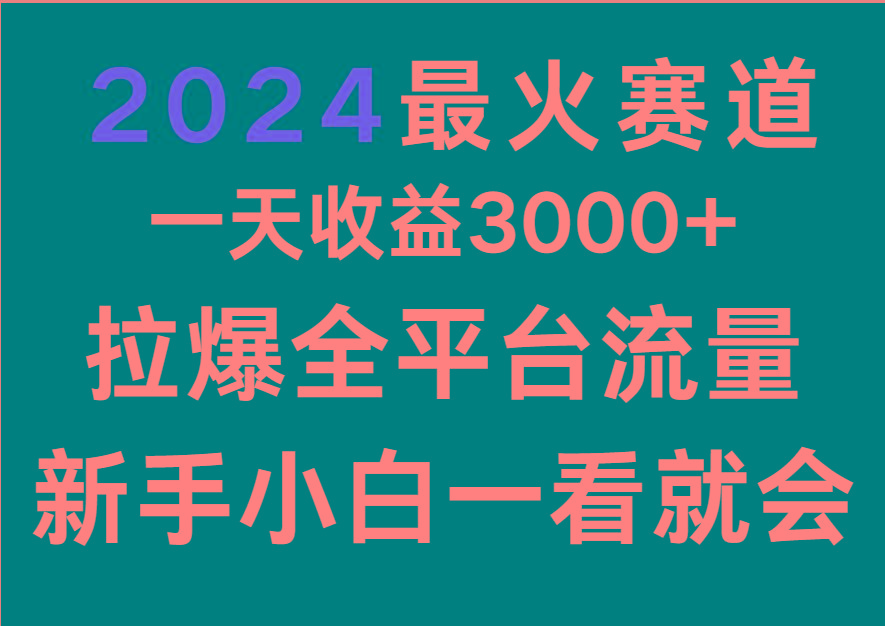 2024最火赛道,一天收一3000+.拉爆全平台流量,新手小白一看就会-云网创