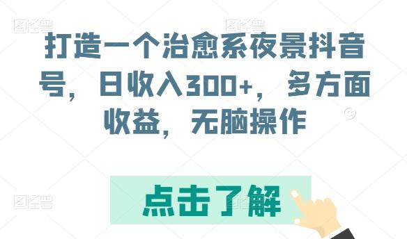 打造一个治愈系夜景抖音号，日收入300+，多方面收益，无脑操作【揭秘】-云网创