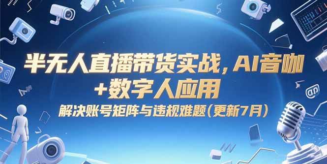 （15280期）半无人直播带货实战，AI音咖+数字人应用 解决账号矩阵与违规难题(更新7月)-云网创