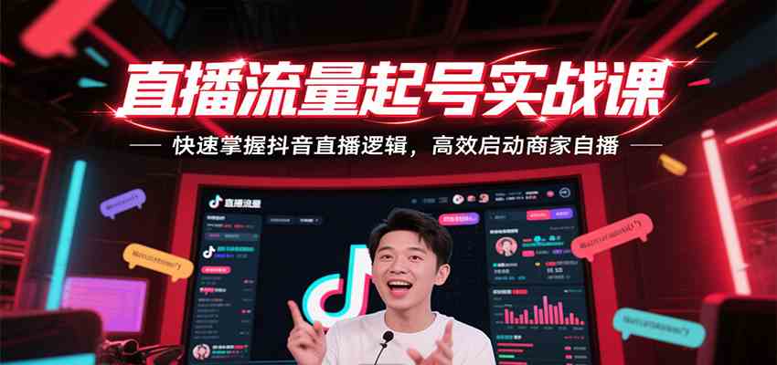直播流量起号实战课，快速掌握抖音直播逻辑，高效启动商家自播-云网创