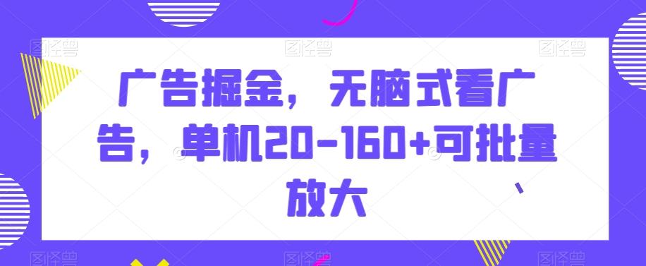 广告掘金，无脑式看广告，单机20-160+可批量放大【揭秘】-云网创