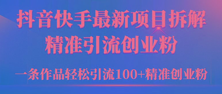 (9447期)2024年抖音快手最新项目拆解视频引流创业粉,一天轻松引流精准创业粉100+-云网创