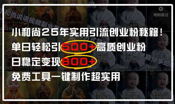 小和尚2025年实用引流秘籍！单日轻松引500+高质量创业粉，日变现800+，...-云网创