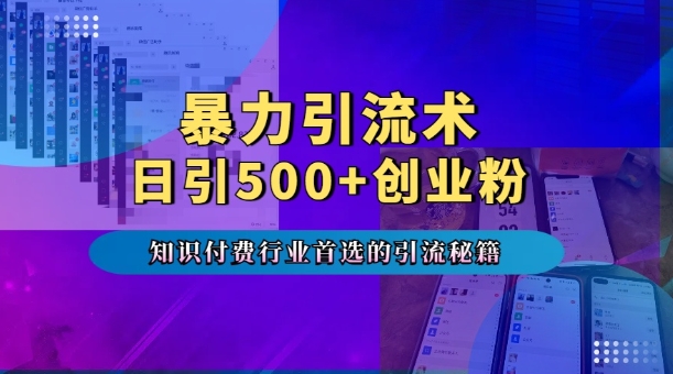 暴力引流术，专业知识付费行业首选的引流秘籍，一天暴流500+创业粉，五个手机流量接不完!-云网创