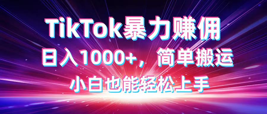 TikTok搬运暴力赚佣,日入1000+,简单搬运,小白也能轻松上手-云网创