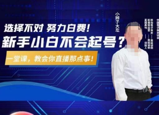 大左教您从0到1做直播带货，选择不对，努力白费，5小时课程搞定那点事，解决你起号问题-云网创