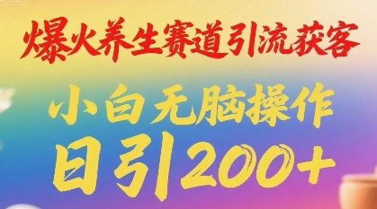 爆火养生赛道引流获客，小白无脑操作，日引200+-云网创