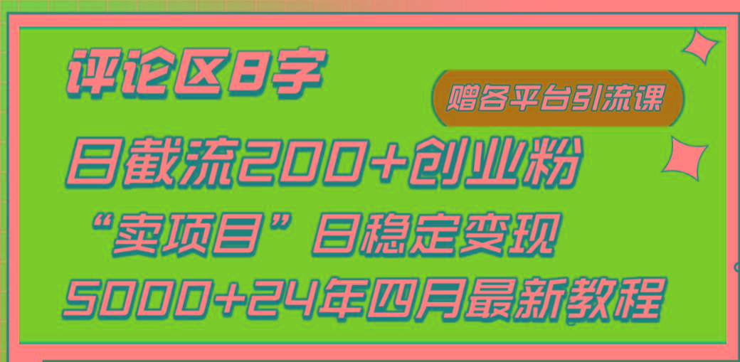 (9851期)评论区8字日载流200+创业粉 日稳定变现5000+24年四月最新教程!-云网创