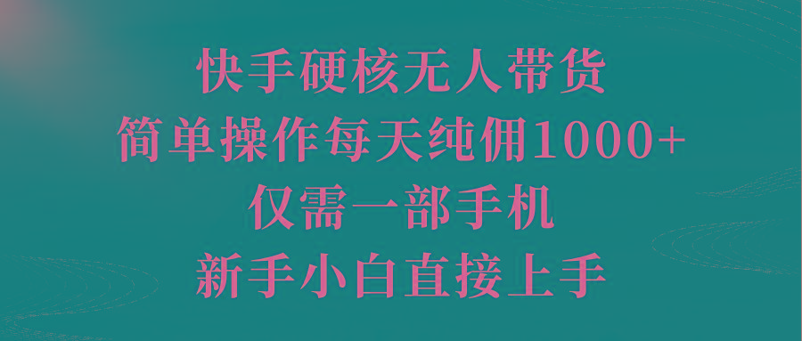 (9861期)快手硬核无人带货，简单操作每天纯佣1000+,仅需一部手机，新手小白直接上手-云网创