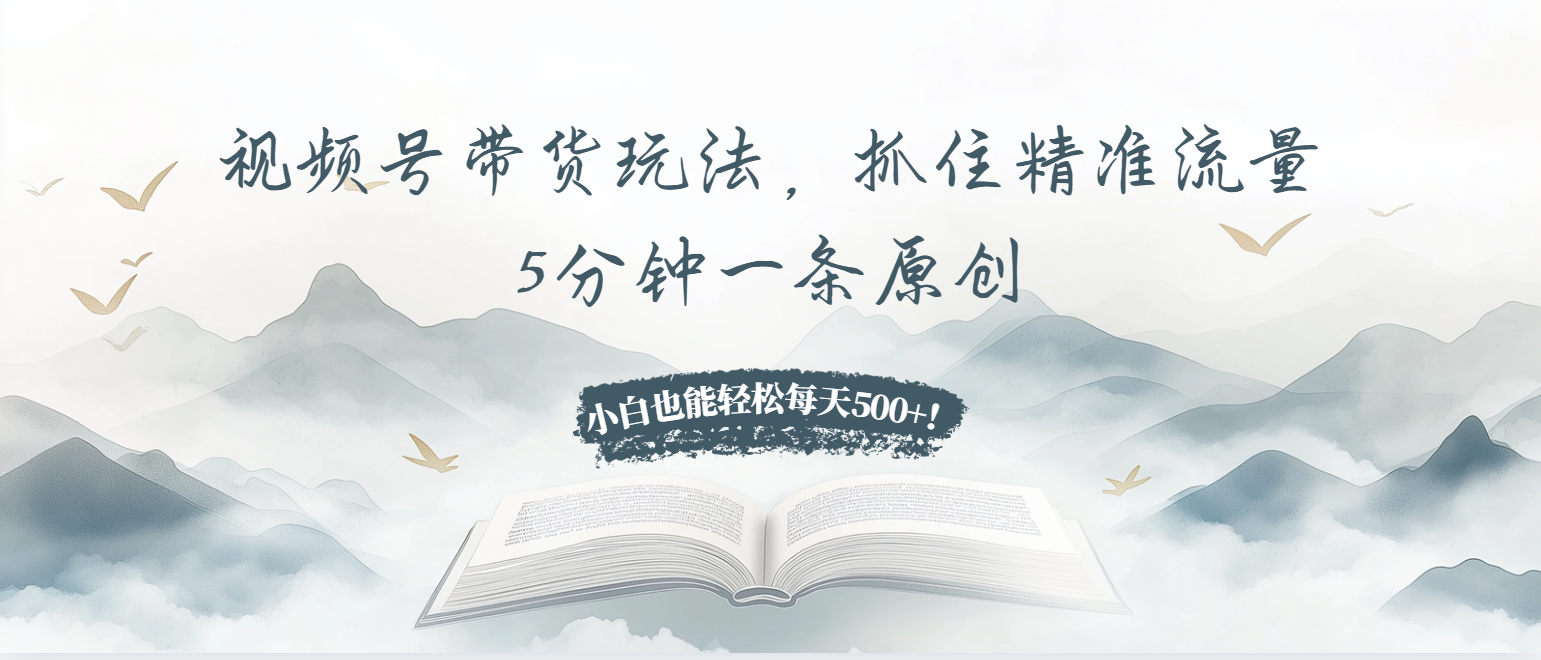 视频号带货玩法，抓住精准流量，5分钟一条原创，小白也能轻松每天500+！-云网创