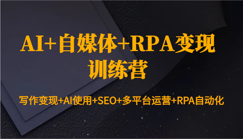 AI+自媒体+RPA变现训练营：写作变现+AI使用+SEO+多平台运营+RPA自动化-云网创