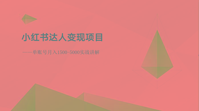 小红书达人变现项目：单账号月入1500-3000实战讲解-云网创
