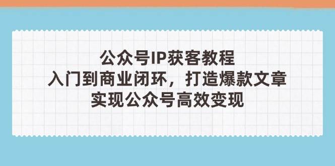 公众号IP获客教程(第3期)，从入门到商业闭环，打造爆款文章，实现公众号高效变现-云网创