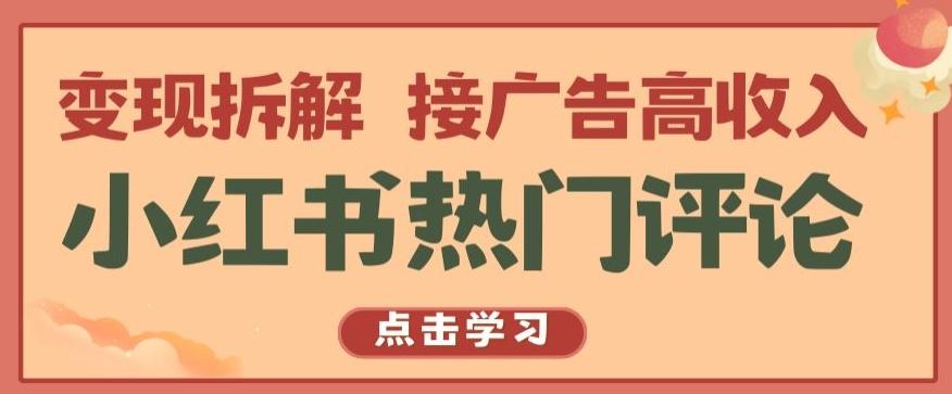 小红书热门评论,变现拆解,接广告高收入【揭秘 】-云网创