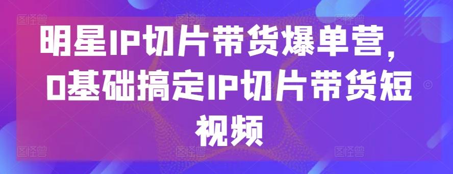 明星IP切片带货爆单营，0基础搞定IP切片带货短视频-云网创