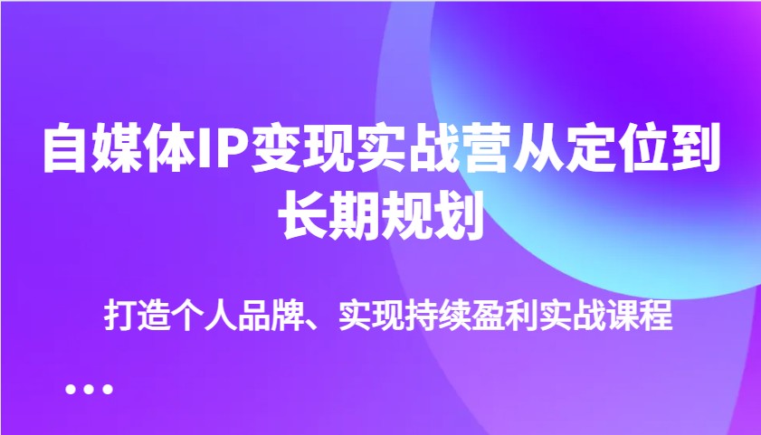 自媒体IP变现实战营从定位到长期规划,打造个人品牌、实现持续盈利实战课程-云网创