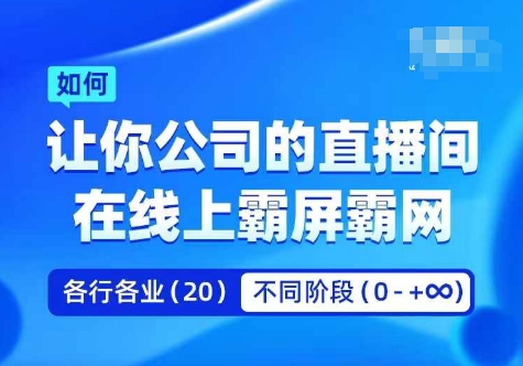企业矩阵直播霸屏实操课,让你公司的直播间在线上霸屏霸网-云网创