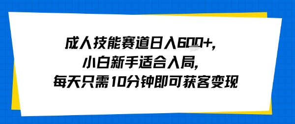 成人技能赛道日入多张，小白新手适合入局，每天只需10分钟即可获客变现-云网创