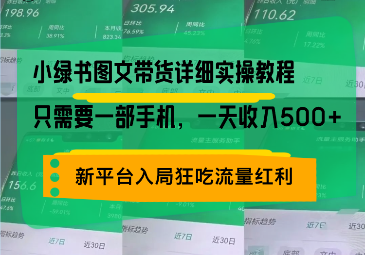 小绿书图文带货详细实操教程，只需要一部手机，一天收入500+，轻松变现-云网创