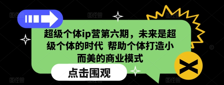 超级个体ip营第六期,未来是超级个体的时代 帮助个体打造小而美的商业模式-云网创