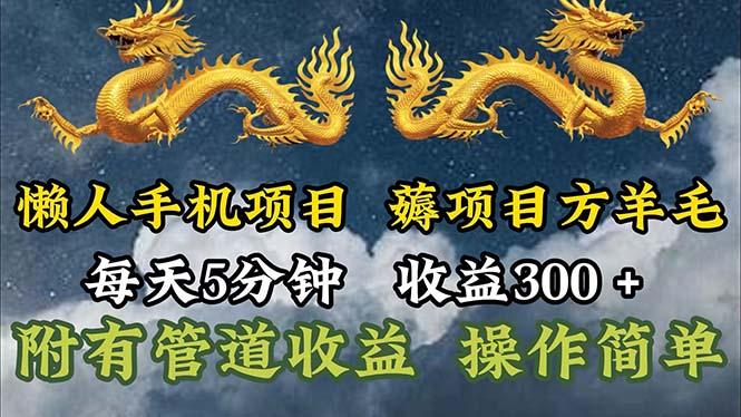 懒人手机项目，每天5分钟，每天收益300+，多种方式可扩大收益！-云网创
