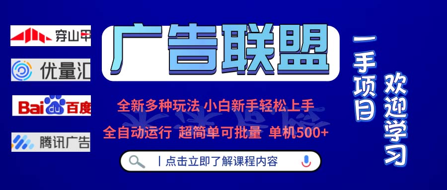广告联盟 全新多种玩法 单机500+  全自动运行  可批量运行-云网创