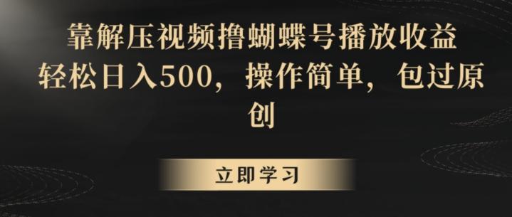 靠解压视频撸蝴蝶号播放收益，轻松日入500，操作简单，包过原创【揭秘】-云网创