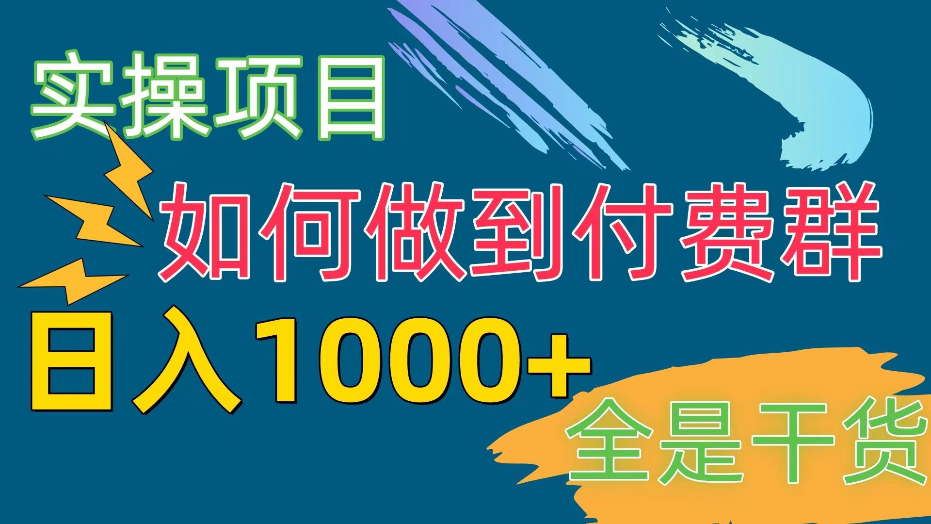 [实操项目]付费群赛道，日入1000+-云网创