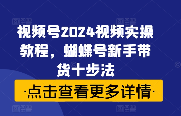 视频号2024视频实操教程，蝴蝶号新手带货十步法-云网创