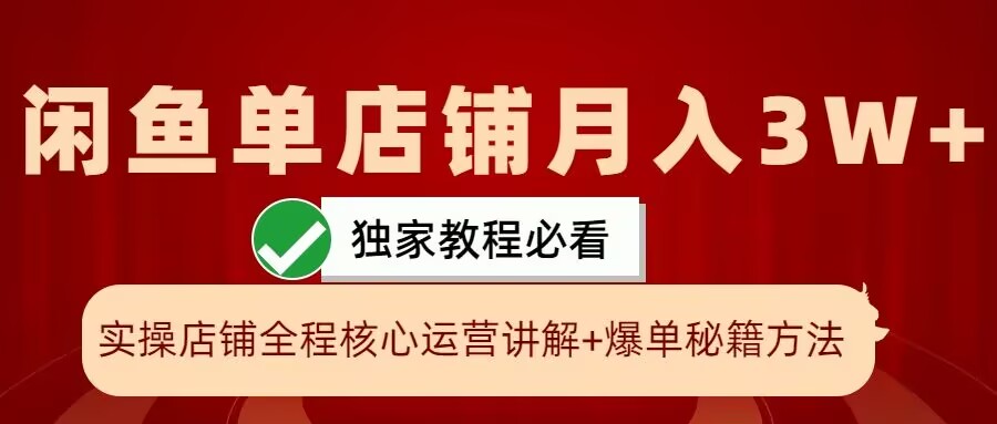 闲鱼单店铺月入3W+实操展示，爆单核心秘籍，一学就会【揭秘】-云网创