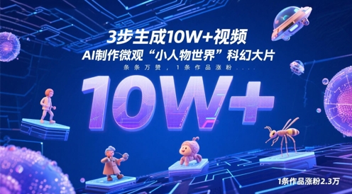3步生成10W+视频,AI制作微观“小人物世界”科幻大片,条条万赞,1条作品涨粉2.3W-云网创