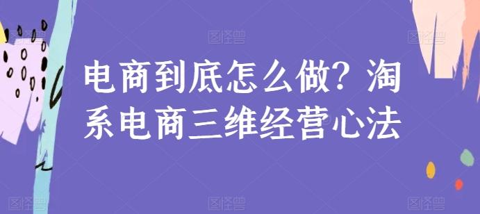 电商到底怎么做?淘系电商三维经营心法-云网创