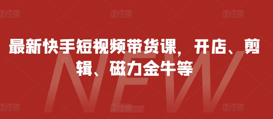 最新快手短视频带货课，开店、剪辑、磁力金牛等-云网创