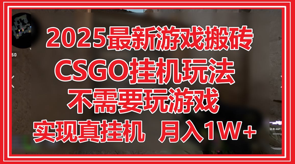 2025最新游戏搬砖，CSGO挂机，不需要玩游戏，实现真挂机，月入1W+-云网创