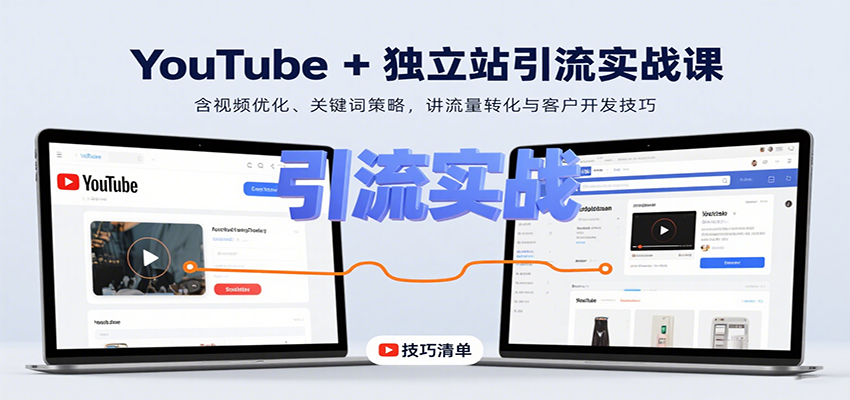 YouTube+独立站引流实战课:含视频优化、关键词策略,讲流量转化与客户开发技巧-云网创