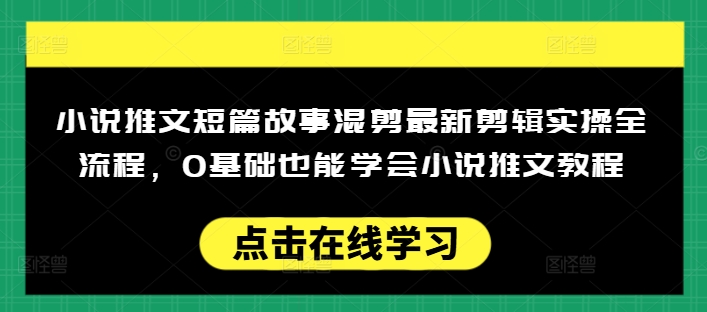 小说推文短篇故事混剪最新剪辑实操全流程，0基础也能学会小说推文教程，肯干多发日入多张-云网创