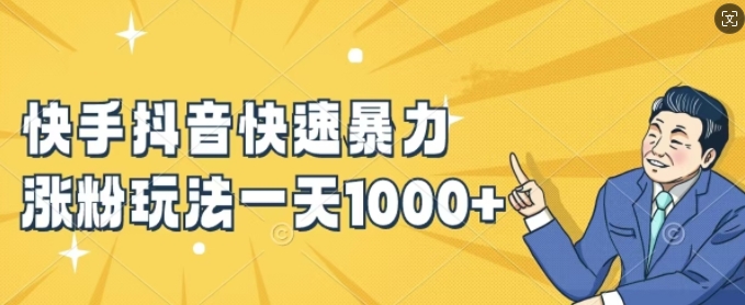 快手抖音快速暴力涨粉玩法，新手小白也能学会，一天1k+【揭秘】-云网创